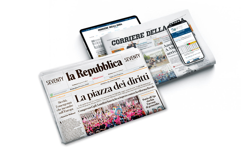Due giornali due Italie 150 anni per il Corriere della Serae 50 anni per la Repubblica